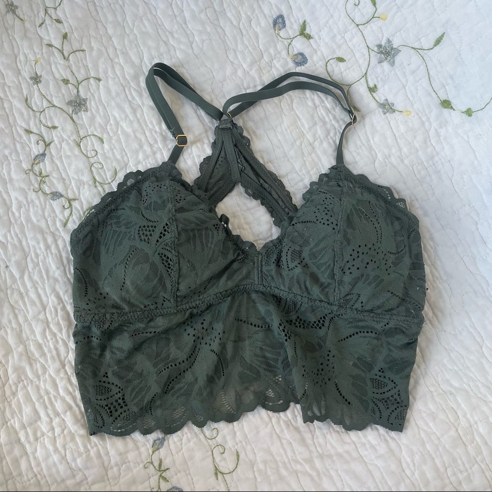 Sage Green Aerie Lacy Bralette Top